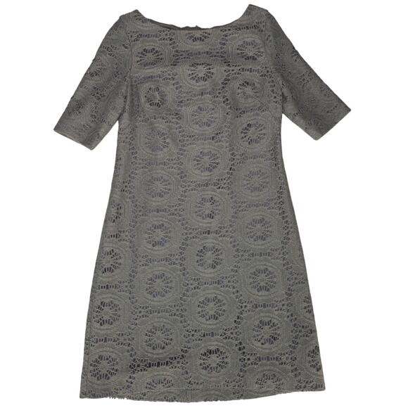 Adrianna Papell Gray Lace Sheath Dress Womens 8 Cocktail Party Lined Semi Formal - Picture 1 of 11